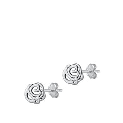 Sterling Silver Oxidized Rose Earrings