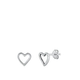Sterling Silver Oxidized Heart Stud Earrings