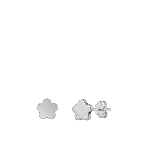 Sterling Silver Oxidized Flower Stud Earrings