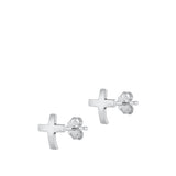 Sterling Silver Oxidized Cross Stud Earrings