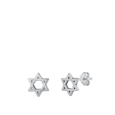Sterling Silver Oxidized Star Of David Stud Earrings