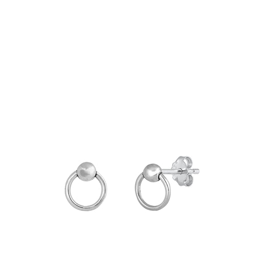 Sterling Silver Oxidized Circle Holder Stud Earrings
