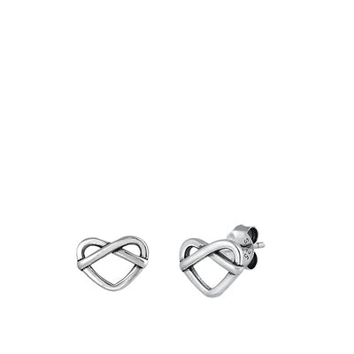 Sterling Silver Oxidized Heart Stud Earrings