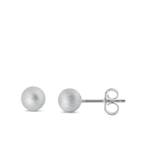 Sterling Silver Brushed Ball Stud Earrings