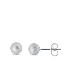 Sterling Silver Brushed Ball Stud Earrings