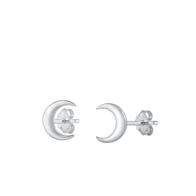 Sterling Silver Rhodium Plated Moon Earrings
