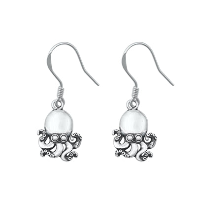 Sterling Silver Oxidized Octopus Earrings