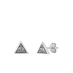 Sterling Silver Oxidized Eye of Providence Earrings