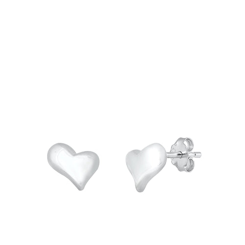 Sterling Silver Rhodium Plated Heart Earrings