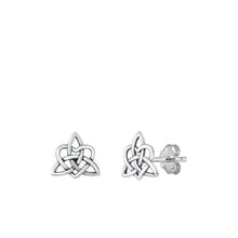 Load image into Gallery viewer, Sterling Silver Oxidized Trinity Knot Small Stud Earrings Face Height-7.9mm