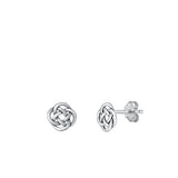 Sterling Silver Oxidized Celtic Knot Small Stud Earrings Face Height-7.9mm