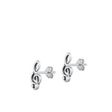 Sterling Silver Oxidized Music Note Earrings Face Height-12mm
