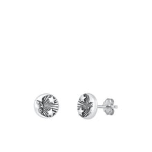 Load image into Gallery viewer, Sterling Silver Oxidized Moon And Stars Small Stud Earrings Face Height-8mm