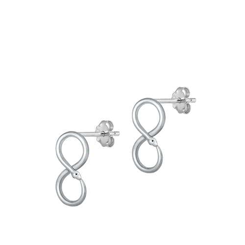 Sterling Silver Oxidized Infinity Small Stud Earrings Face Height-12.2mm