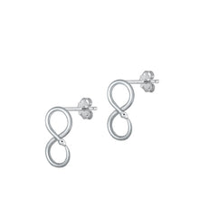 Load image into Gallery viewer, Sterling Silver Oxidized Infinity Small Stud Earrings Face Height-12.2mm