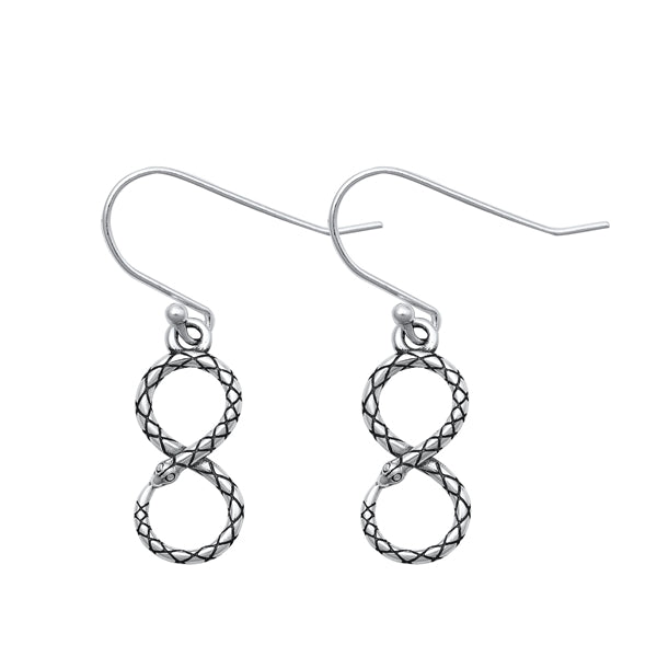 Sterling Silver Oxidized Infinity Snake Assorted Plain Earrings Face Height-15.8mm