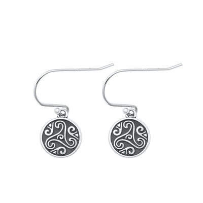 Sterling Silver Oxidized Triskelion Earrings Face Height-10mm