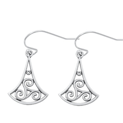 Sterling Silver Oxidized Triskelion Earrings Face Height-18mm