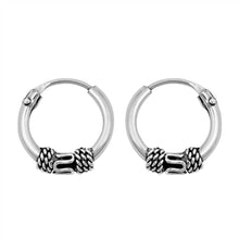 Load image into Gallery viewer, Sterling Silver Bali Hoop Earring