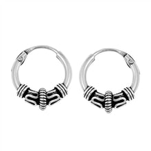 Load image into Gallery viewer, Sterling Silver Bali Hoop Earring