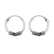 Load image into Gallery viewer, Sterling Silver Bali Hoop Earring