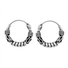 Load image into Gallery viewer, Sterling Silver Bali Hoop Earring