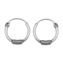 Load image into Gallery viewer, Sterling Silver Bali Hoop Earring