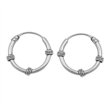 Load image into Gallery viewer, Sterling Silver Bali Hoop Earring