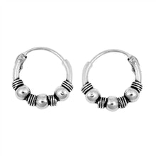 Load image into Gallery viewer, Sterling Silver Bali Hoop Earring