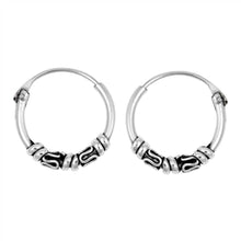 Load image into Gallery viewer, Sterling Silver Bali Hoop Earring
