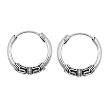 Load image into Gallery viewer, Sterling Silver Bali Hoop Earring