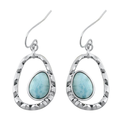 Sterling Silver Genuine Larimar Stone Earrings - silverdepot