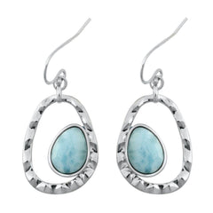 Sterling Silver Genuine Larimar Stone Earrings