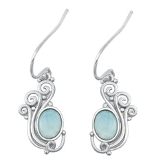 Sterling Silver Genuine Larimar Stone Earrings