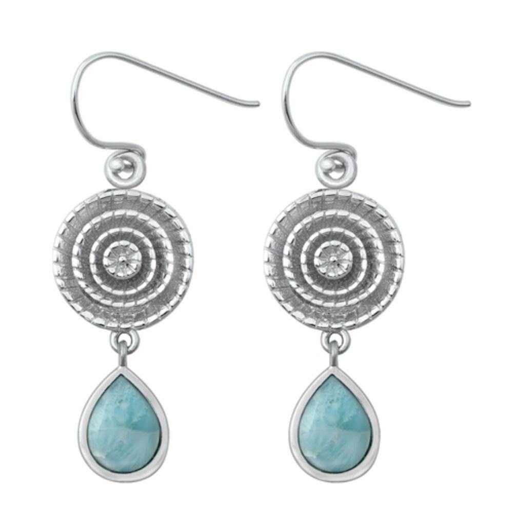 Sterling Silver Genuine Larimar Stone Earrings