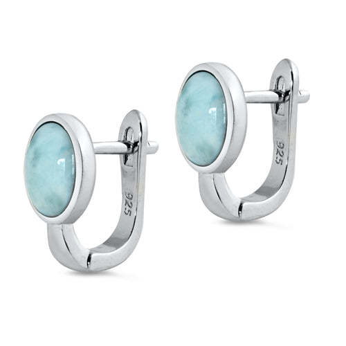 Sterling Silver Genuine Larimar Stone Earrings