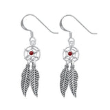 Sterling Silver Oxidized Red Agate Dreamcatcher Stone Earrings