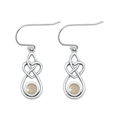 Load image into Gallery viewer, Sterling Silver Oxidized Celtic Moonstone Earrings Face Height-19.7mm