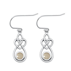Sterling Silver Oxidized Celtic Moonstone Earrings Face Height-19.7mm