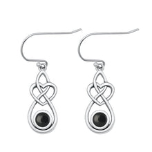 Load image into Gallery viewer, Sterling Silver Oxidized Celtic Black Agate Earrings Face Height-19.7mm