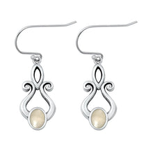 Load image into Gallery viewer, Sterling Silver Oxidized Moonstone Earrings Face Height-22.6mm