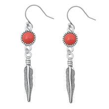Load image into Gallery viewer, Sterling Silver Oxidized Red Carnelian Feather Earring-36mm
