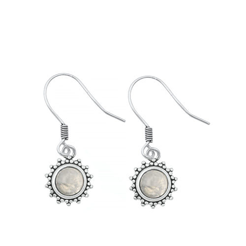 Sterling Silver Oxidized Moonstone Bali Style Earring
