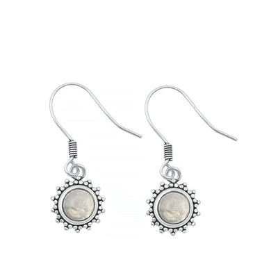 Sterling Silver Oxidized Moonstone Bali Style Earring