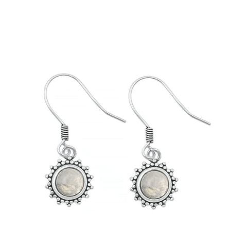 Sterling Silver Oxidized Moonstone Bali Style Earring