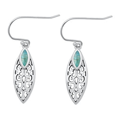 Sterling Silver Oxidized Genuine Turquoise Earrings