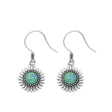 Load image into Gallery viewer, Sterling Silver Oxidized Round Genuine Turquoise Stone Earrings Face Height-12.5mm