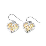 Sterling Silver Rhodium Plated Two Tone Heart Shaped Plain EarringsAnd Earring Height 15 mm