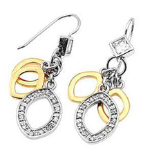 Load image into Gallery viewer, Sterling Silver Rhodium Plated Two Tone Ovals Shaped Plain EarringsAnd Earring Height 33 mm