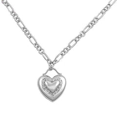 Sterling Silver Necklace Heart With CZ